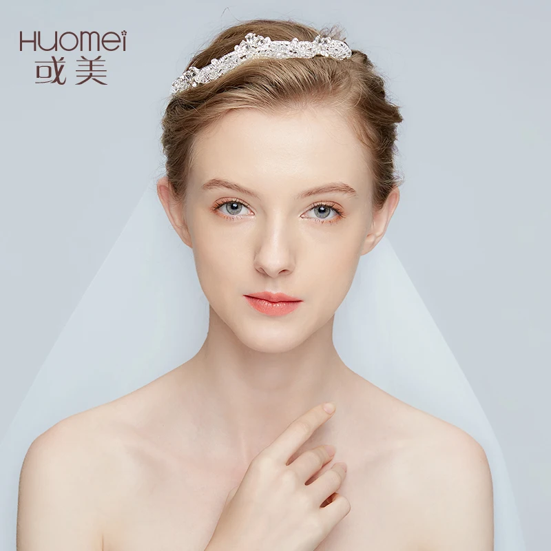 Luxurious Wedding Jewelry Handmade Bridal Crowns Tiaras Silver Headpiece Elegant Crystal Rhinestone Headwear Accessories Huo Mei |