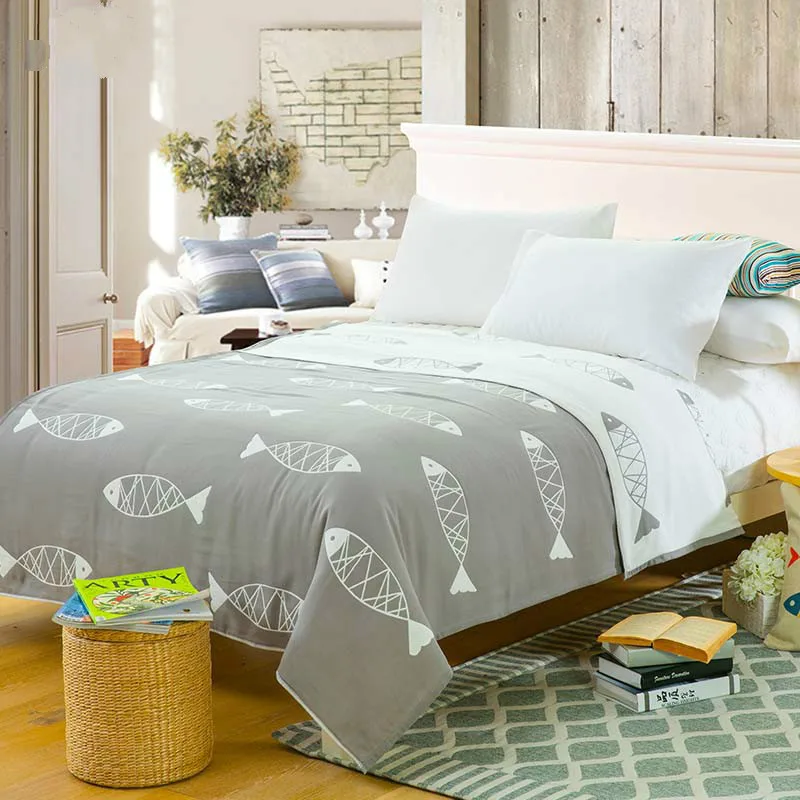 

2018 Fashion Cotton Blanket on the bed Korean Fish Zebra Sofa Travel Soft Bedspread Bedding Quilt Sheet 1pcs Hot sale