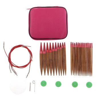 

13 Sizes Interchangeable Carbonized Bamboo Circular Knitting Needles Sets