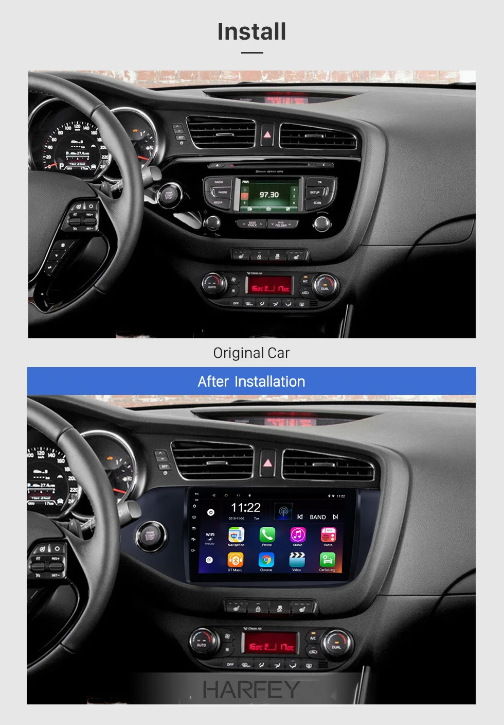 Excellent Harfey Car Stereo GPS 2Din 9" HD Android 8.1 For Kia Ceed LHD 2012 2013 2014 Multimedia Player Head Unit with Bluetooth USB WIFI 14