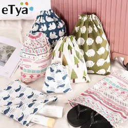 ETya Корея косметичка с Кулиской Путешествия для женщин Multi одежда обувь туалетные принадлежности хлопок белье макияж сумки чехол для