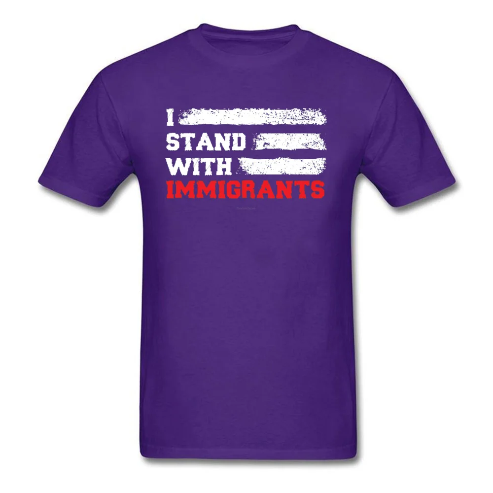 2018 Fashion Man Top T-shirts Party Casual T Shirt Pure Cotton Short Sleeve Casual Tops & Tees O-Neck Free Shipping I stand with immigrants T Shirt USA Flag count purple