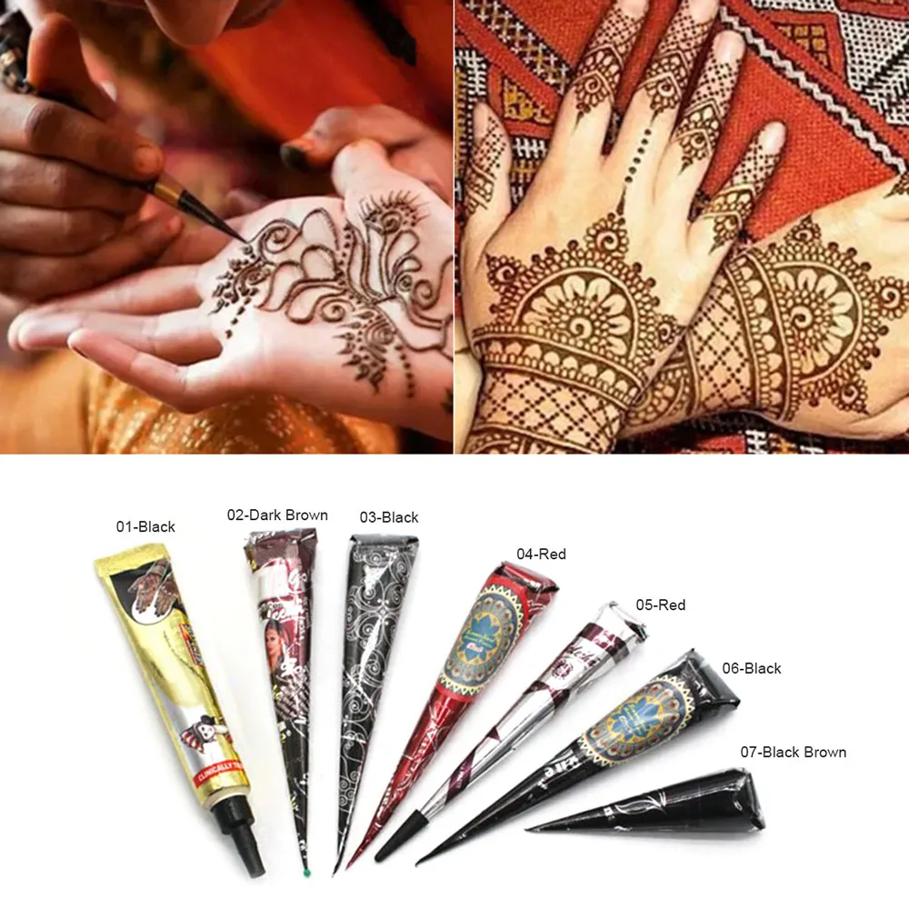 1PC Black Ink Color Henna Tattoo Paste Indian Waterproof ...