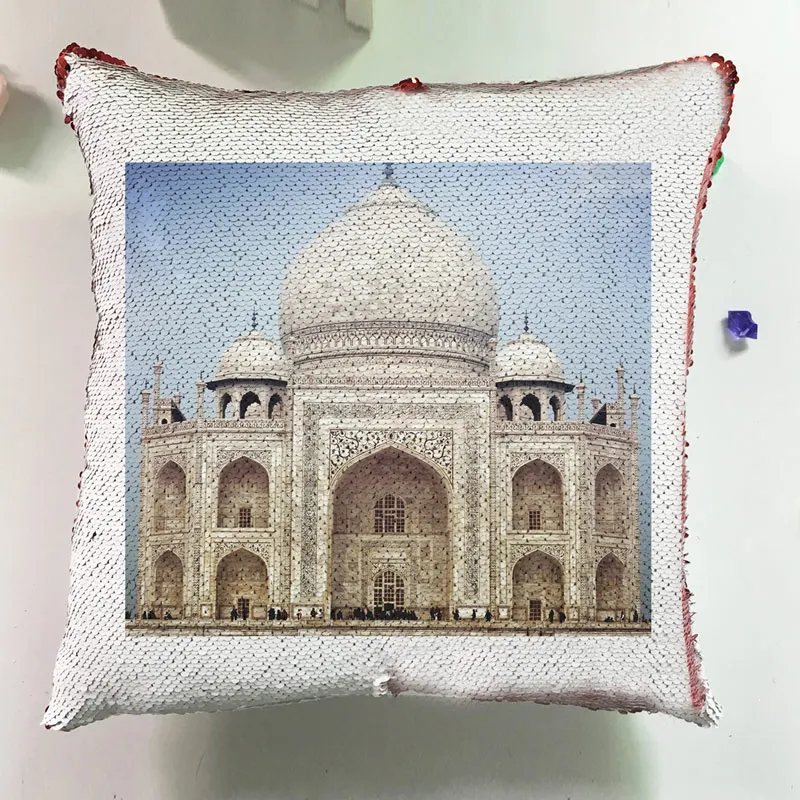Modern Cushion Silver Square Pillow Custom Reversible Sequin Glitter Europe Architectural Style Pillowcase Cushion Cover J037 (2)