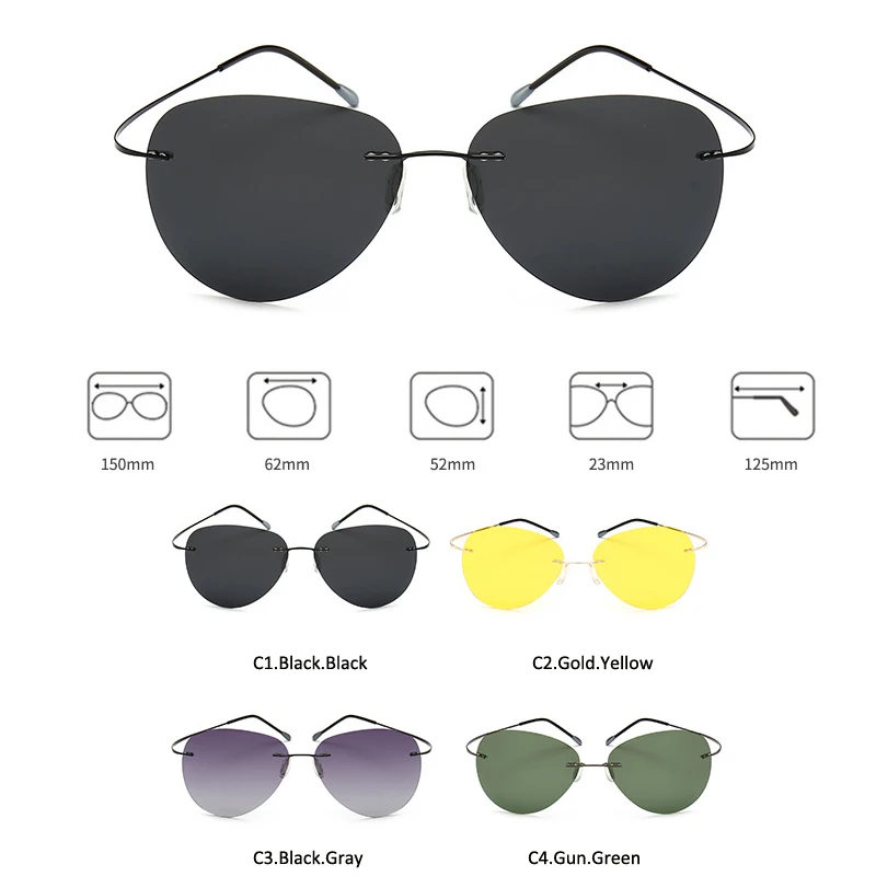 HBK ультралегкие титановые поляризованные солнцезащитные очки без оправы для вождения солнцезащитные очки Oculos De Sol UV400 PM0074