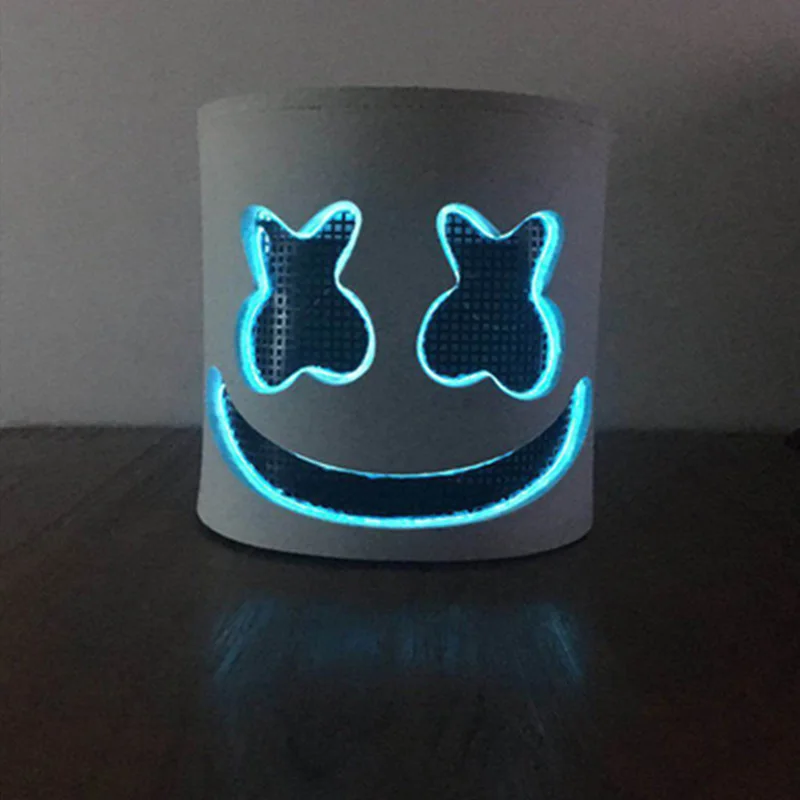 DIY тренд DJ шлем в форме маршмеллоу EVA провод светодиодный Косплей Marshmello Prop для Хэллоуина бара светится в темноте маски для косплея дропшиппинг - Цвет: 05