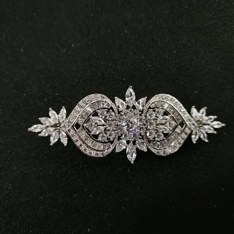 Женская заколка для волос SLBRIDAL свадебная с прозрачным кубическим цирконием