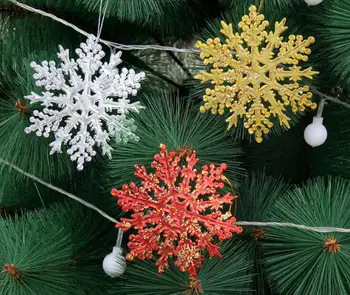 

9pcs 10cm PVC Snowflake Sequin Pendant ornament For Christmas Party Tree Venun Hanging Decoration