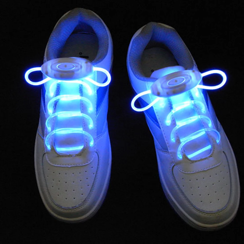 Hot LED Flash Luminous Shoelace Light Up Glow Round Strap Shoe Laces Party Decor Shoestrings Lazy No Tie Shoeslace 11 Colors - Цвет: Blue Green