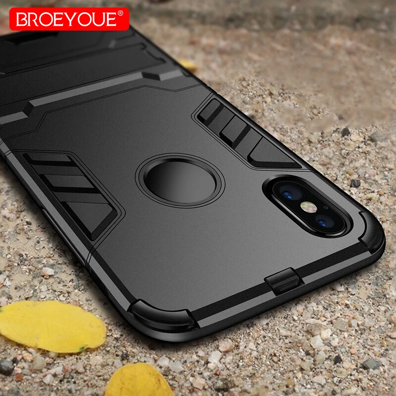 

Shockproof Armor Case For iPhone XS Max XR 7 8 Hard Case For iPhone 6 6s Plus X 5 5S SE 6 6S 7 8 Plus X Kickstand TPU Case Coque