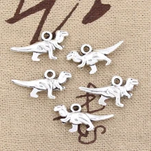 25 pçs encantos dinossauro t-rex 20x12mm antigo prata cor chapeado pingentes fazendo diy artesanal tibetano prata cor jóias
