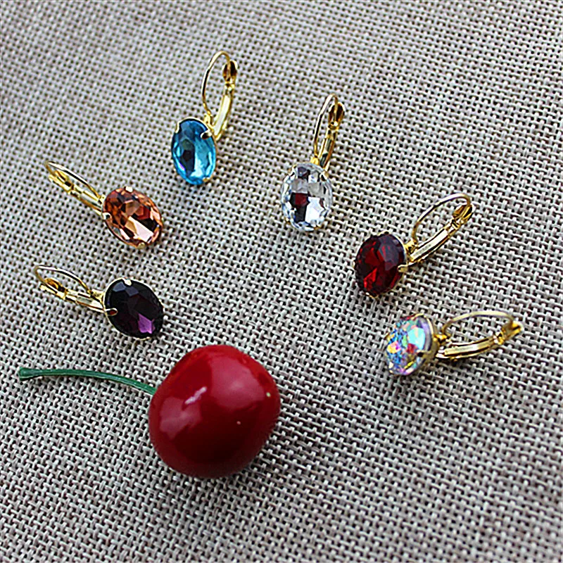 

The new multicolor gorgeous noble women jewelry wholesale glass stones popular girl birthday party ear hook earrings free shippi