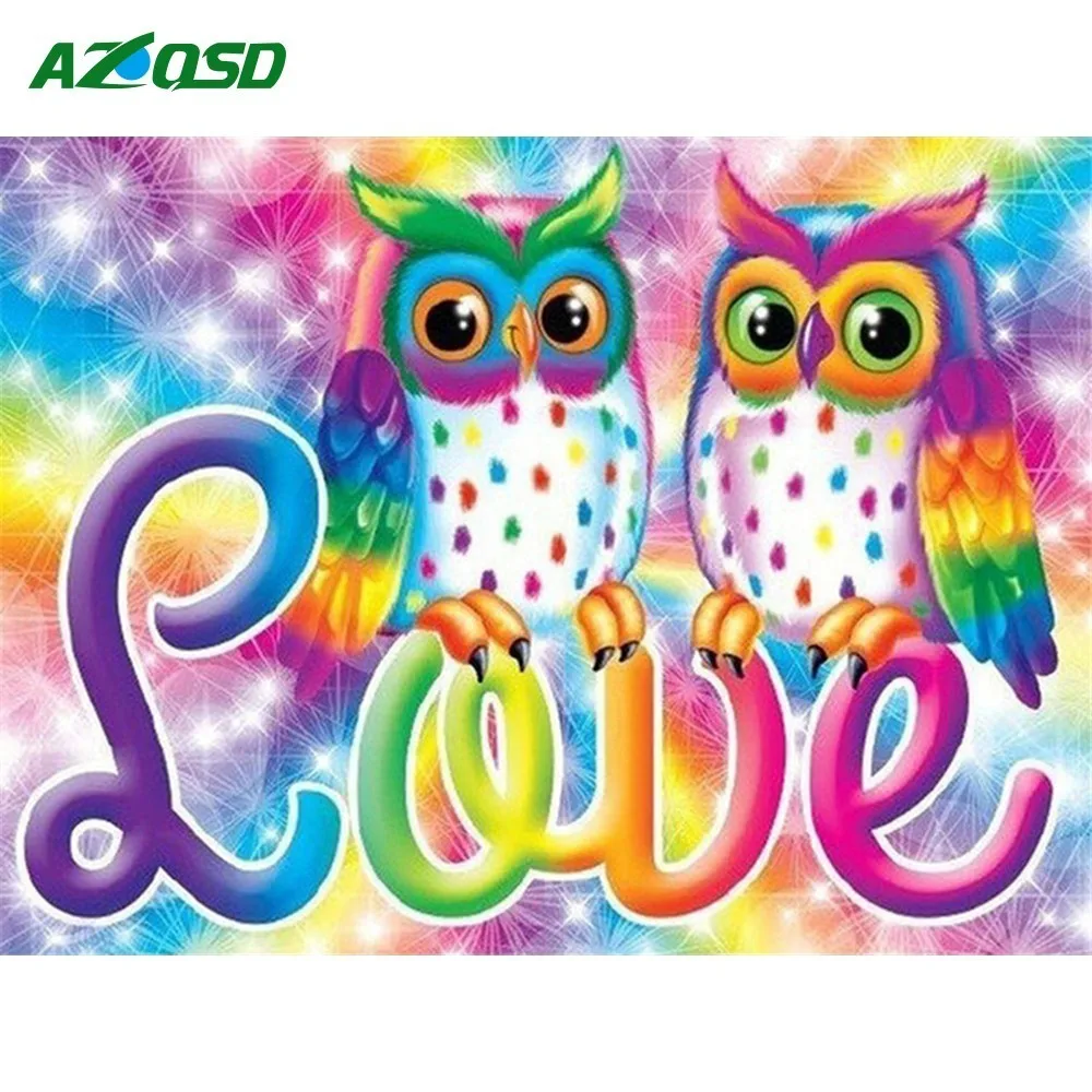 

AZQSD Owl Diamond Painting Cartoon Home Decoration Diamond Embroidery Full Square Handmade Diamond Mosaic Gift Needlework Crafts