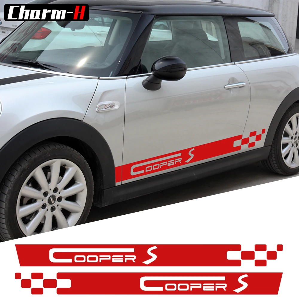 سيارة التصميم الجانب تنورة الشارات ملصقات ل ميني كوبر S سباق المشارب كلوبمان R55 F54 R56 F56 R50 R53 F55 f60 R60 اكسسوارات
