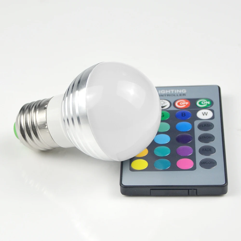 Светодиодный светильник E27 E14 RGB 110 В 220 85 265 в 16 цветов волшебный светодиодный