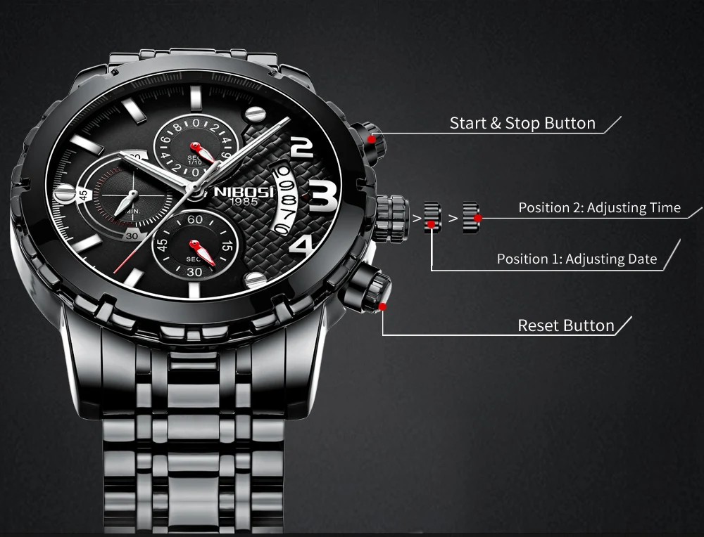 NIBOSI Спорт/военные часы для Для мужчин часы лучший бренд класса люкс хронограф аналоговые часы Открытый Водонепроницаемый армии мужской часы мужские наручные