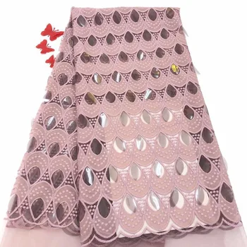 

African lace fabric pink 3D decal fabric high-quality 3D sequins lace fabric African French chiffon lace dubai royal wedding