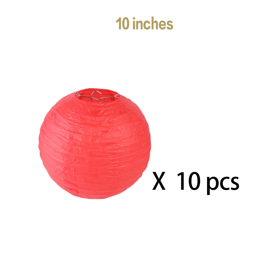 Red Lantern 10 inch Бумага шары украшения китайский Бумага, светильник для свадьбы 10 шт./компл. красный подвесные фонари 4/6/8/10/12 дюймов вечерние круглый шар белый светодиодный светильник - Цвет: Red Lantern 10 inch
