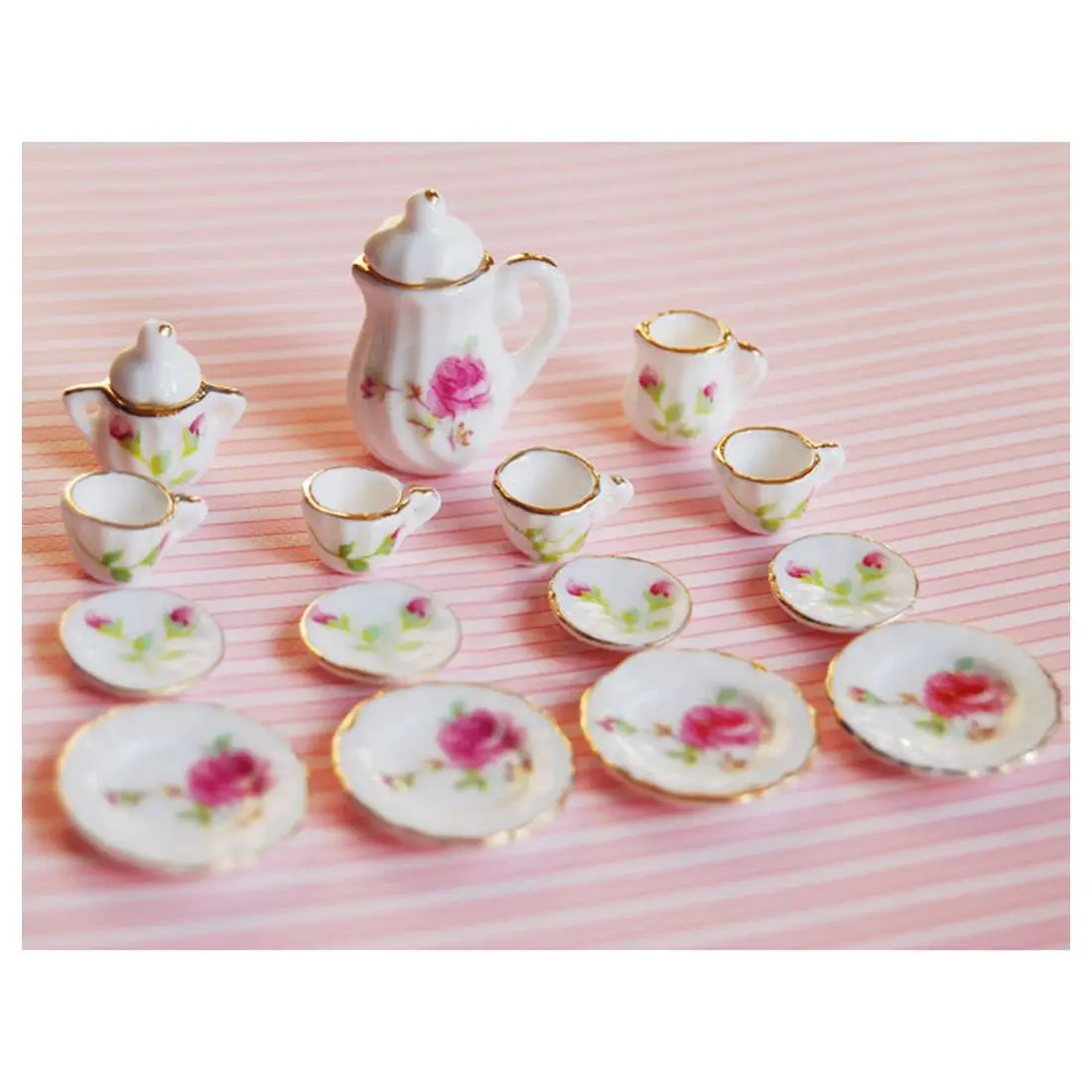 

1/12 Scale Dollhouse miniatures Porcelain Coffee tea Cups Dishes 15PCS
