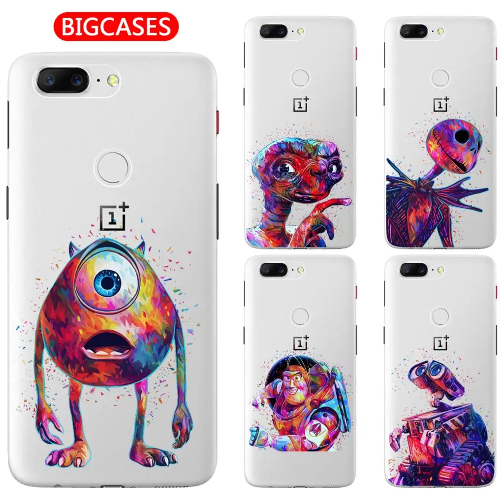 For Oneplus 5T Case Cover 6.01&quot Soft TPU Silicone Popular Cute Color Cartoon Anime Fairy Big Eye Robot Monroe Painted Phone |