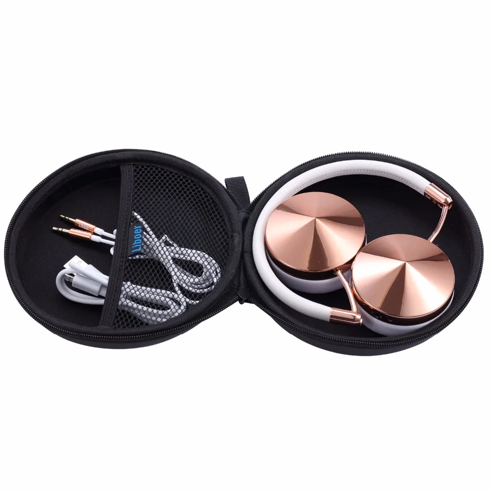 Fashion Rose Gold Wireless Bluetooth Headset Headphone with Microphone Stylish On Ear Share Headphone for Women Girl-8