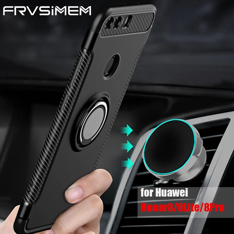 

360 Ring Holder Phone Case For huawei Honor 8 8lite 8Pro 8 LITE PRO HONOR8 Magnetic Car Stand TPU Silicone Cover Capa