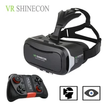 Hot 3D VR Virtual Reality 3D Glasses VR SHINECON 2.0 Google Cardboard Helmet with Bluetooth Remote Control Gamepad for 4.7-6.0″