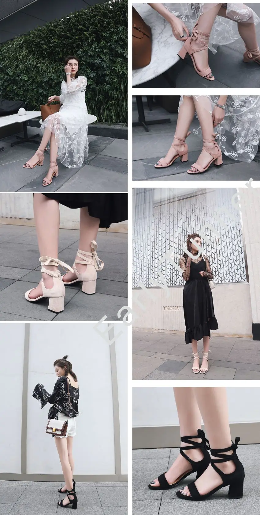 Новые брендовые пикантные женские сандалии для вечеринок; цвет черный, бежевый, розовый; женские свадебные туфли-гладиаторы на высоком каблуке; большие размеры 10, 32, 43, 46; ES827