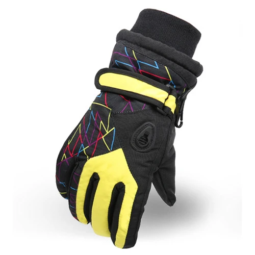 PowerPai зимние теплые сноуборд лыжные перчатки дети снег Горные лыжи снегоходные перчатки для мальчиков девочек водонепроницаемый guantes детей - Цвет: Yellow
