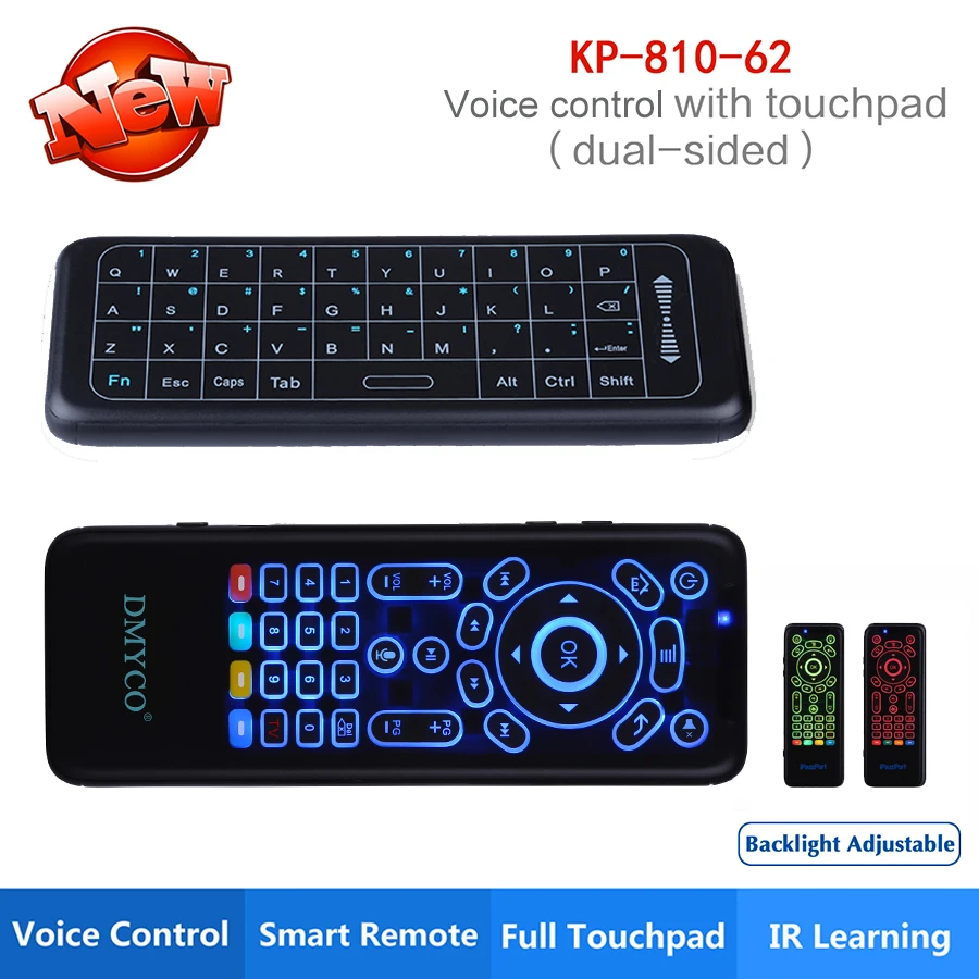

Newest Mini Wireless Keyboard 2.4G Russian Touchpad Voice Remote 7 Color Backlit USB Keyboard For PC Smart TV Android TV Box H96