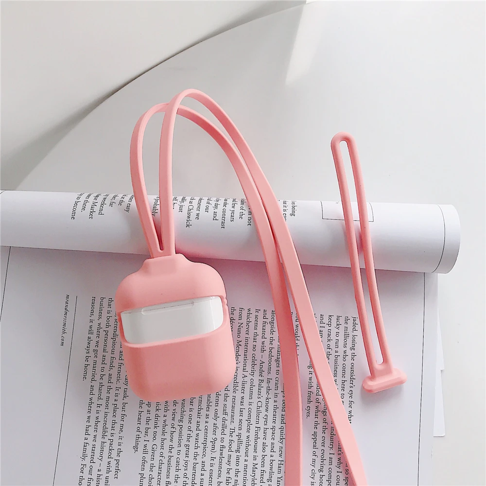 Противоударный силиконовый чехол для Apple AirPods с шейным ремешком наушники Bluetooth