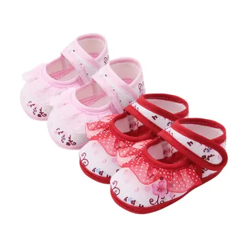 

First Walkers 2018 0-18M New Fashion Girls Lace Print Princess Shoes Baby Shoes Baby Toddler Shoes