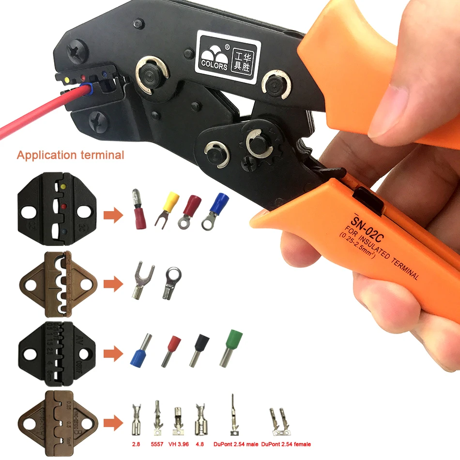 Обжимной инструмент sn-48b кримпер трубки/изоляция терминалы плоскогубцы обжимные клещи 2,54/2,8/4,8/3,96/5557/6,3 Штекер терминал обжимной инструменты комплект
