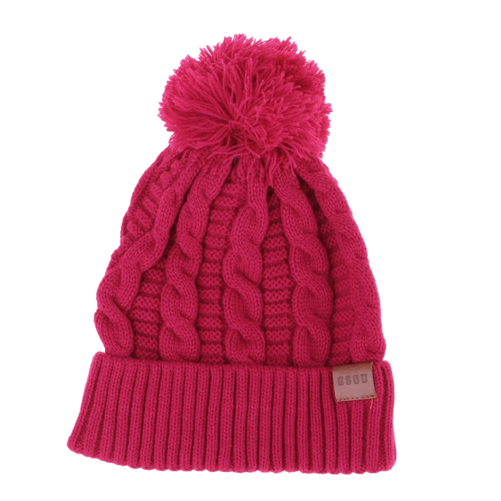 Women Men Winter Knit Hat Beanie Snowboarding Skateboard Pom Knitted Cap with Warm Fleece Lining Skull Soft Thick Cable Ski Cap