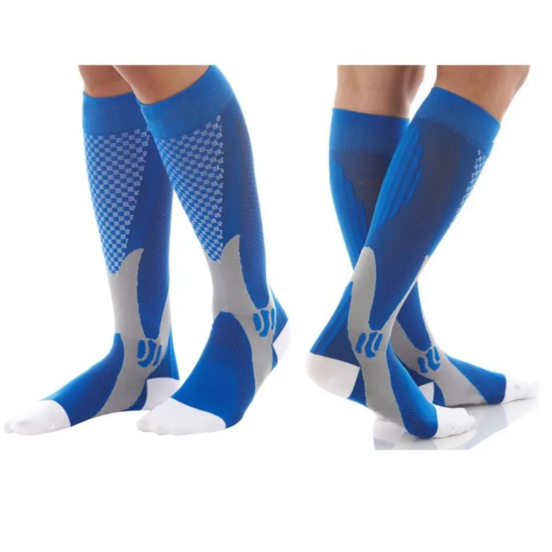 Мужские и женские эластичные спортивные носки с поддержкой ног, Компрессионные гольфы унисекс, длинные носки для бега, сноуборда