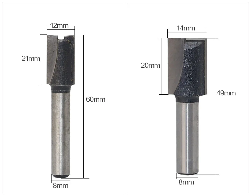 12 шт. 8 мм хвостовик древесины фрезы прямой концевой фрезы триммер очистки заподлицо отделка угловая круглая бухта коробка биты инструменты фрезерные Cutte