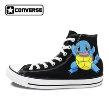 Girls Boys Anime Converse All Srar Pokemon Go Turtles Design Hand Painted Shoes Man Woman High