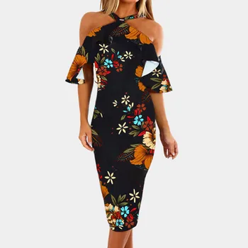 

Large Size Elegant Cross Off Shoulder Beach Dress Women's Floral Print Long Maxi Dress Summer Long Flower Sundress Costume
