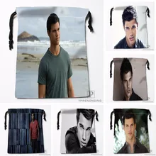 Custom Taylor Lautner Drawstring Bags Travel Storage Mini Pouch Swim Hiking Toy Bag Size 18x22cm#0412-03-39