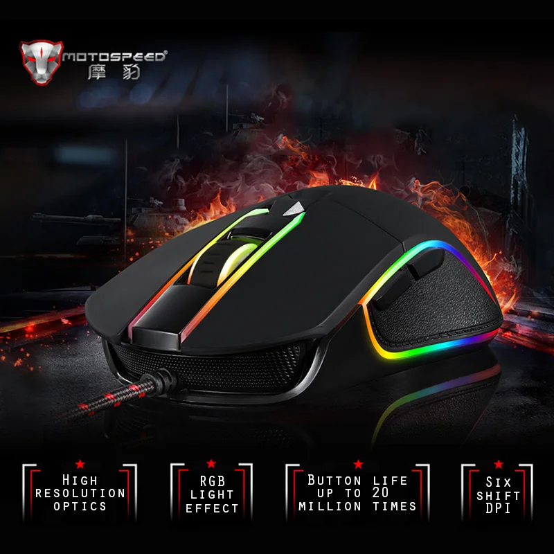 Motospeed V30 мышь геймерская RGB программирующая игровая мышь оптическая мышь с подсветкой дышащий светодиодный USB микрофон для компьютерных игр