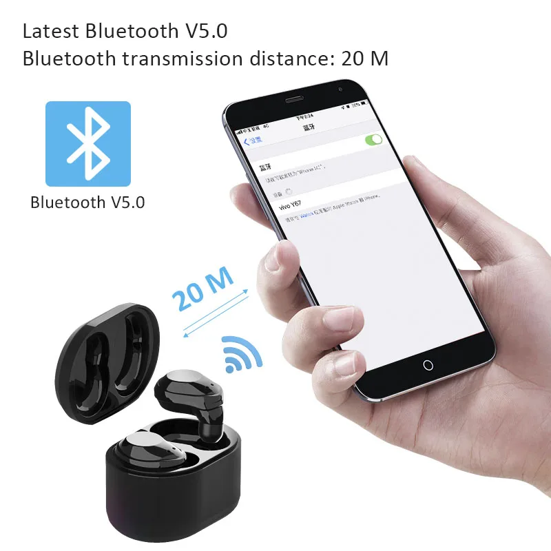 X6 наушники-вкладыши TWS с сенсорным наушники Handsfree Hi-Fi стерео Bluetooth 5,0 Беспроводной наушники-вкладыши для Xiaomi iPhone x iPhone 8 Plus iPhone 7 6 plus