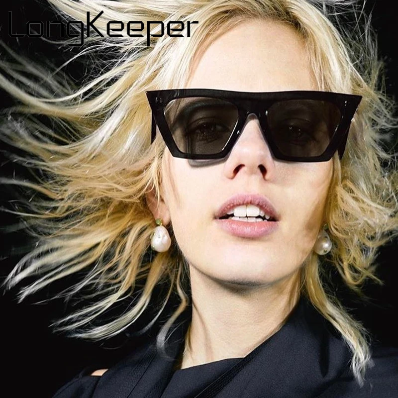 LongKeeper Новый негабаритные Квадратные Солнцезащитные очки Для женщин фирменный дизайн Винтаж солнцезащитные очки для мужские очки