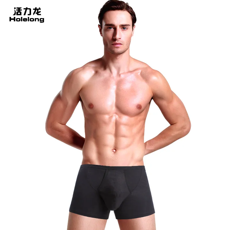 Holelong пикантные качественные tight Мужская Твердые шелковый боксеры пениса Чехол