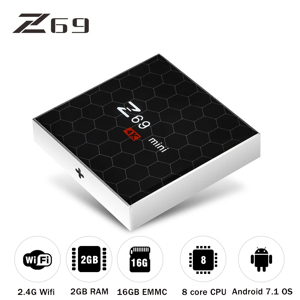 Z69 MINI TV Box Smart Android 7.1 2G DDRS 16G HD 2.4G WIFI Set-top 100M Ethernet 4K IPTV Midia Stream Player | Электроника