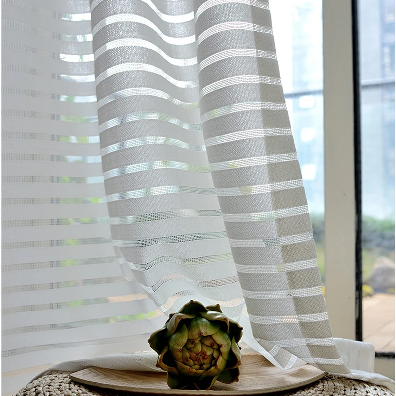 Rayas moderno ventana cortinas de tul para sala de estar blanco Voile Sheer cortinas para dormitorio niños Cortina ciega encargo 135 y 30 Rayas moderno ventana cortinas de tul para sala de estar blanco Voile Sheer cortinas para dormitorio niños Cortina ciega encargo 135 y 30