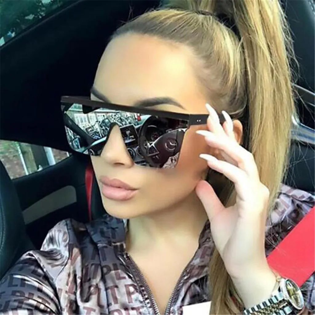 

Oversized Square Sunglasses Men Women Flat Top Fashion One Piece Lens Sun Glasses for Women Brand 2019 Shades Mirror