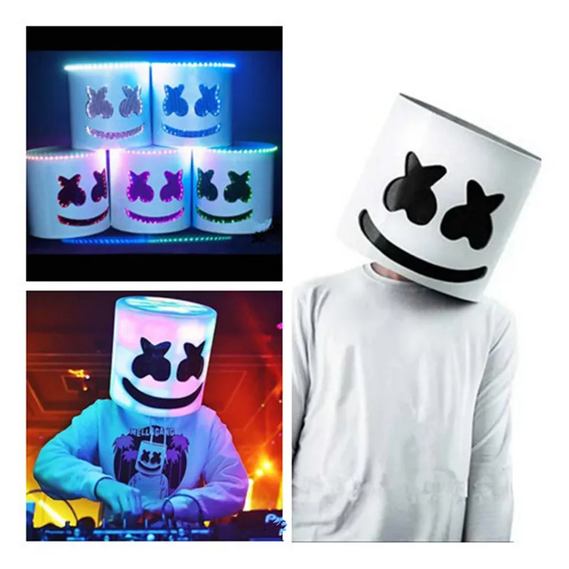 

Spun sugar Dj Marshmello Luminous LED Mask Helmet Cosplay Prop Nightclub Electric syllable Hundred DJ Bar Party Rave Equipment
