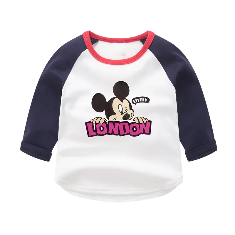 

Spring Autumn baby tee boys tops kids t shirt children casual clothes minnie mickey cartoon miki colored sleeve 1 to 9 yrs