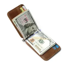 Металлический кошелек из натуральной кожи с зажимом для денег, мужской тонкий складной зажим для денег, чехол для кредитных карт, зажимы для наличных денег, карман для карт 8