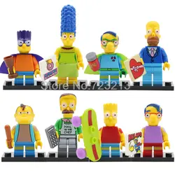 8 шт./лот мультфильм рисунок набор Marge Pronton Milhouse Homer Nelson строительные блоки наборы Развивающие игрушки для детей KF6039